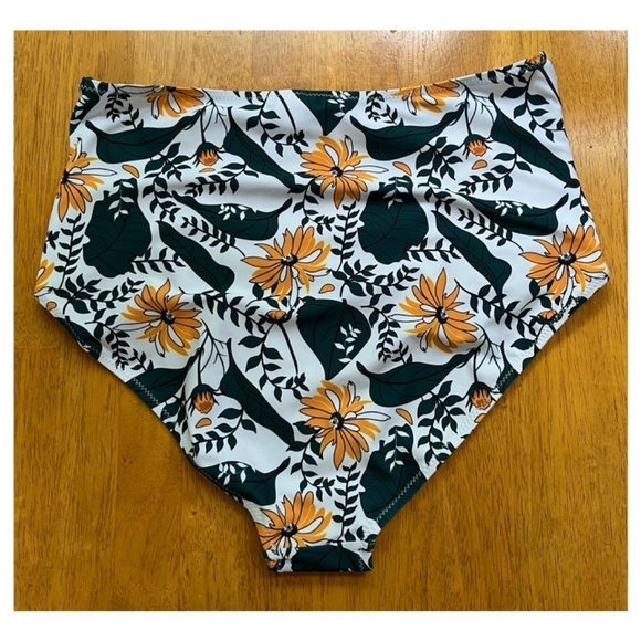 Floral Side Ruched High Waist Swim Bottom Bikini Tummy Control Summer , Size M - Picture 5 of 8